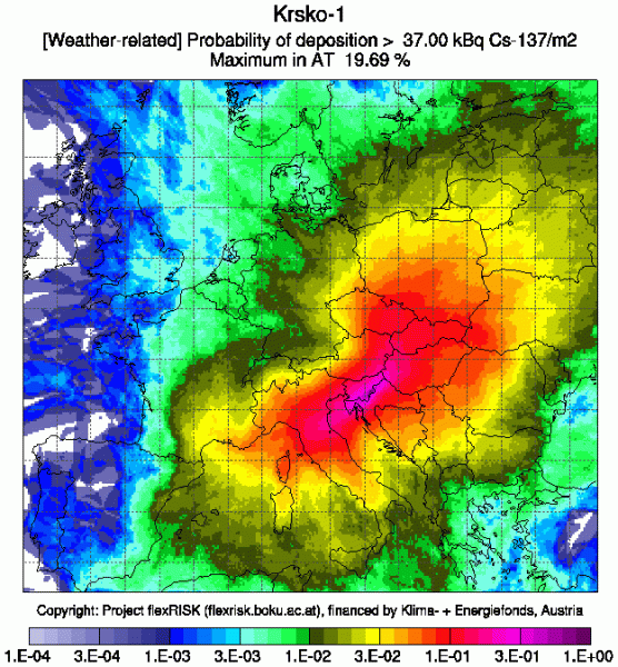 Strahlungsausbreitung im Falle eines schweren Unfalls im AKW Krsko