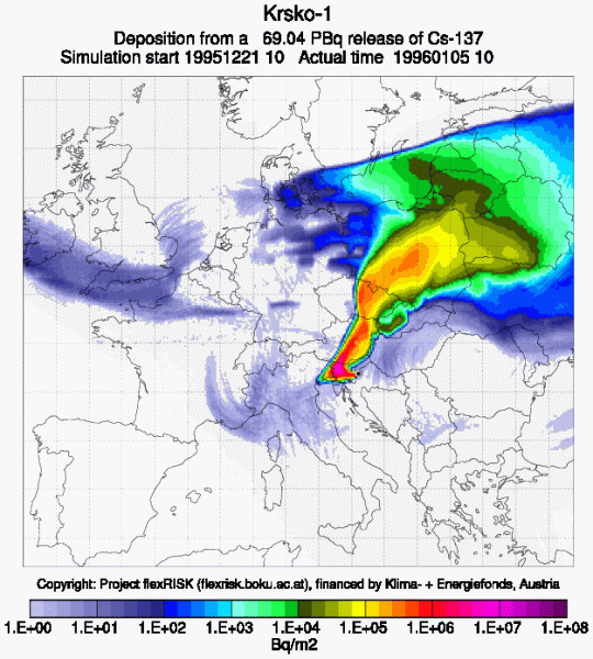 Strahlungsausbreitung im Falle eines schweren Unfalls im AKW Krsko