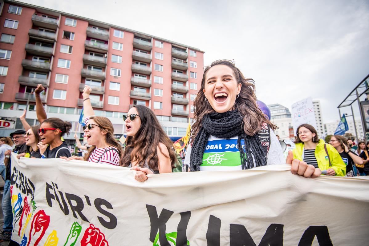 Demonstrant:innen am Earthstrike