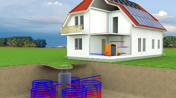 Gebäude mit umweltfreundlichem Heizsystem Gebäude mit umweltfreundlichem Heizsystem
